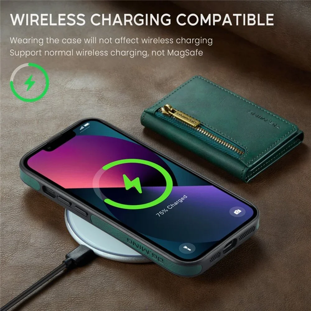 DG.MING M5 Series Magnetic 2-in-1 Wallet Leather Phone Case For iPhone 13 ProMax